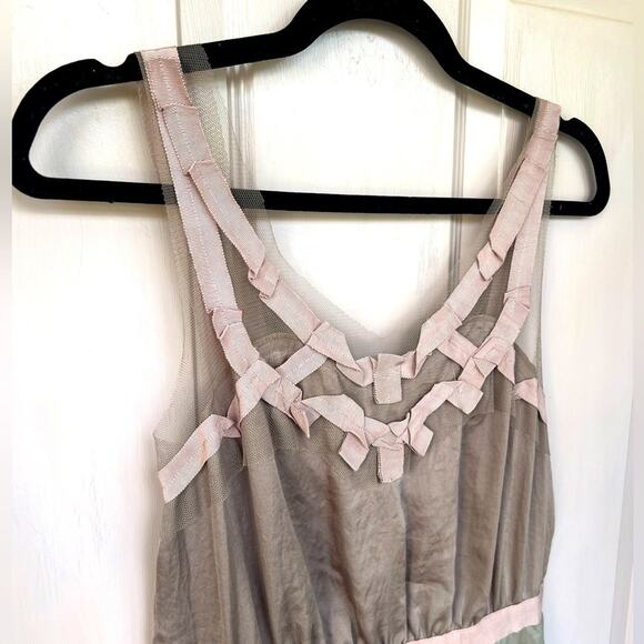 Ann Taylor LOFT Mesh Ribbon Trim Midi Dress Size 6 - Picture 2 of 5